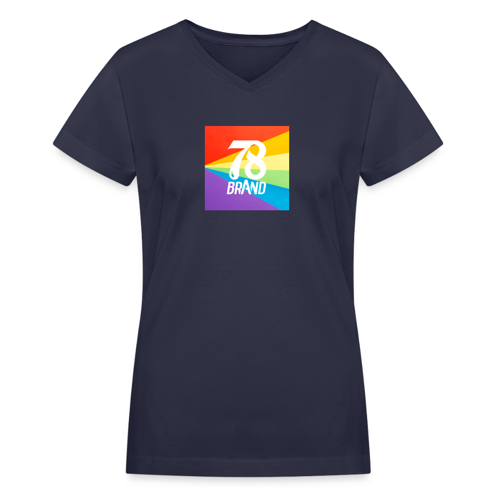 Women's V-Neck T-Shirt - Pride - navy