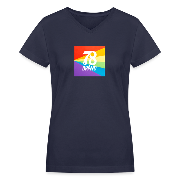 Women's V-Neck T-Shirt - Pride - navy