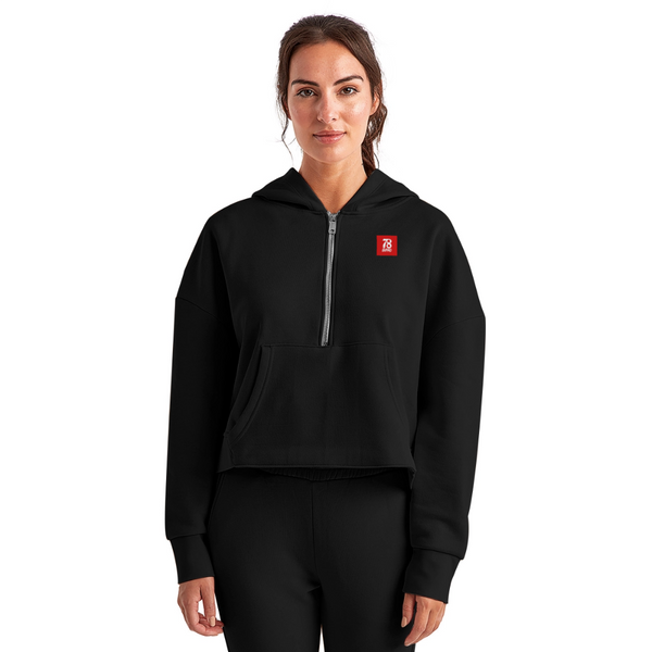 Women's Half Zip Cropped Hoodie - black