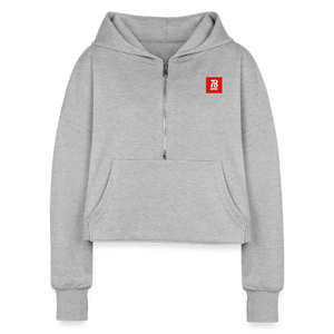 Women's Half Zip Cropped Hoodie - heather gray