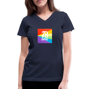 Women's V-Neck T-Shirt - Pride - navy