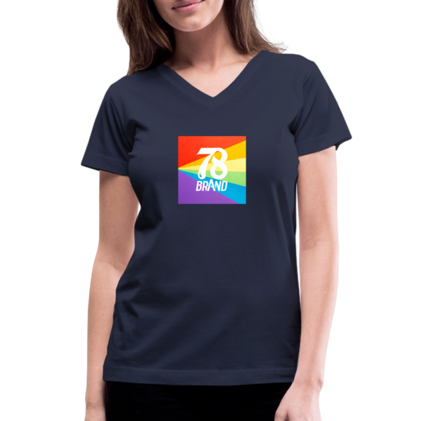 Women's V-Neck T-Shirt - Pride - navy