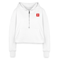 Women's Half Zip Cropped Hoodie - white