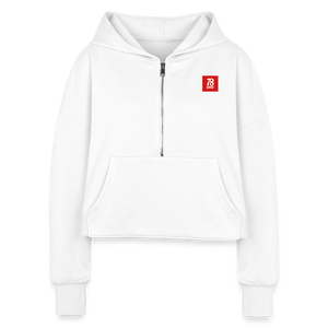 Women's Half Zip Cropped Hoodie - white