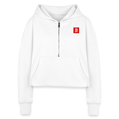 Women's Half Zip Cropped Hoodie - white