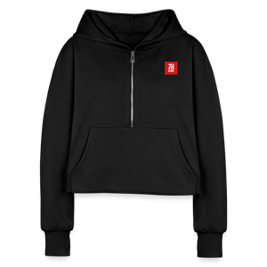 Women's Half Zip Cropped Hoodie - black