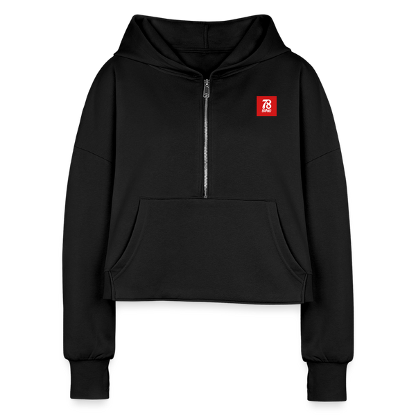 Women's Half Zip Cropped Hoodie - black
